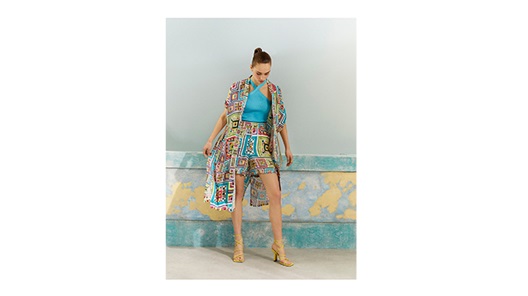 Seversin Suzan'ın Rahat Kalıp Çok Renkli Kimonosu